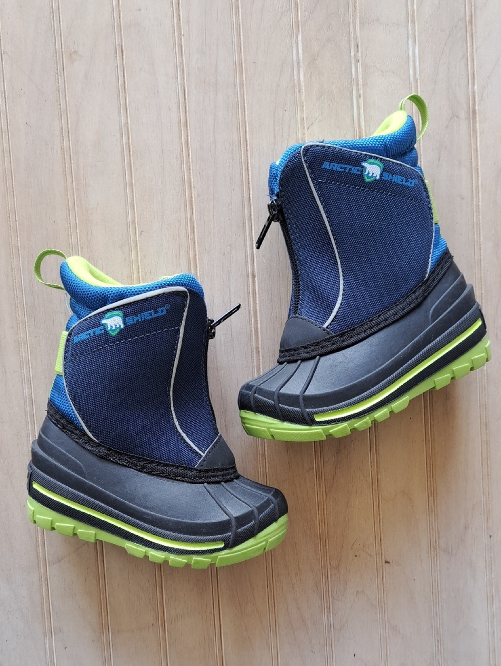Arctic Shield Insulated Winter Snow Boots Toddler Boys Blue Green Zip Boots